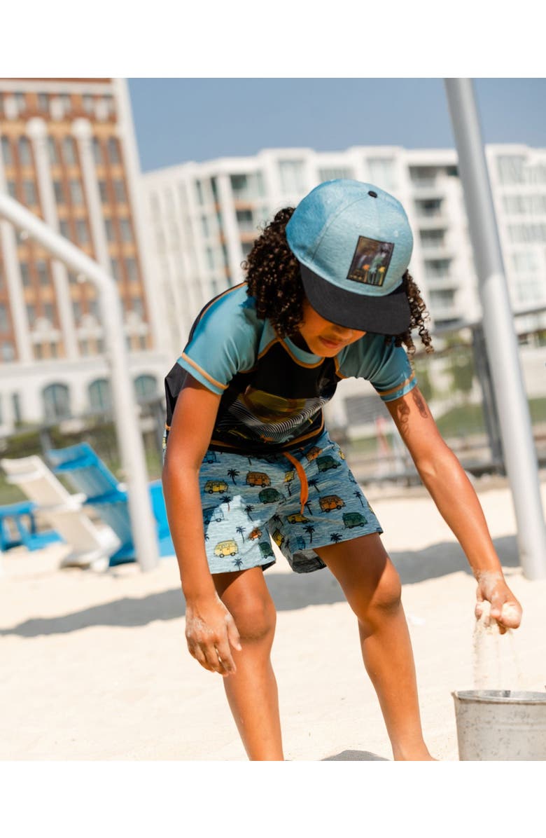 Deux par Deux Baby Boy's Mid-Thigh Boardshort Printed Beach Caravan, Alternate, color, 