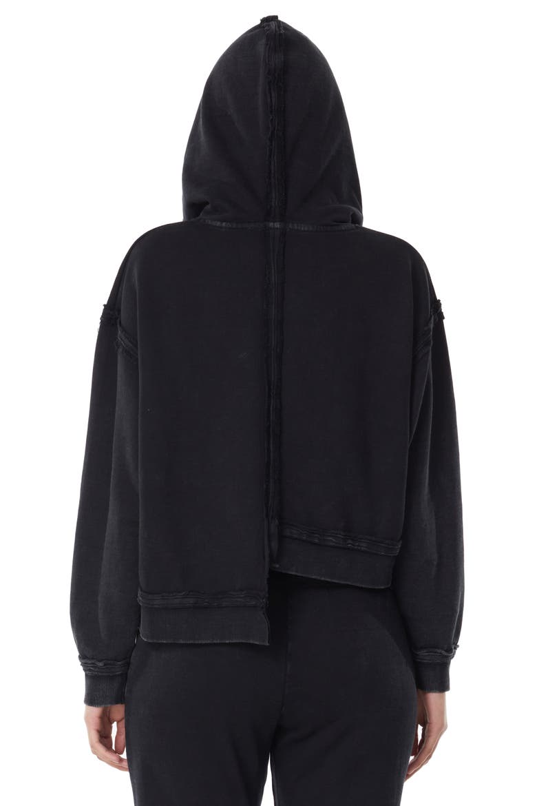 Asymmetrical Cotton Hoodie, Alternate, color, BLACK