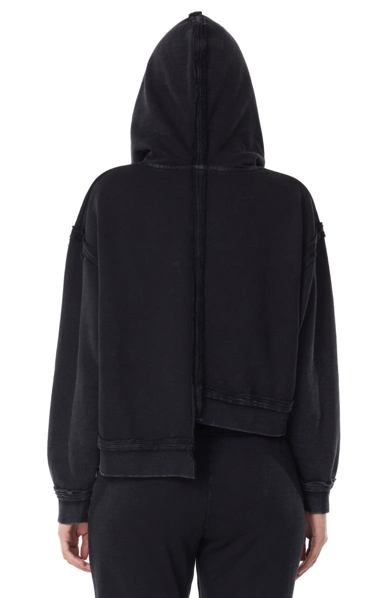 elevenparis Asymmetrical Cotton Hoodie, Alternate, color, Black