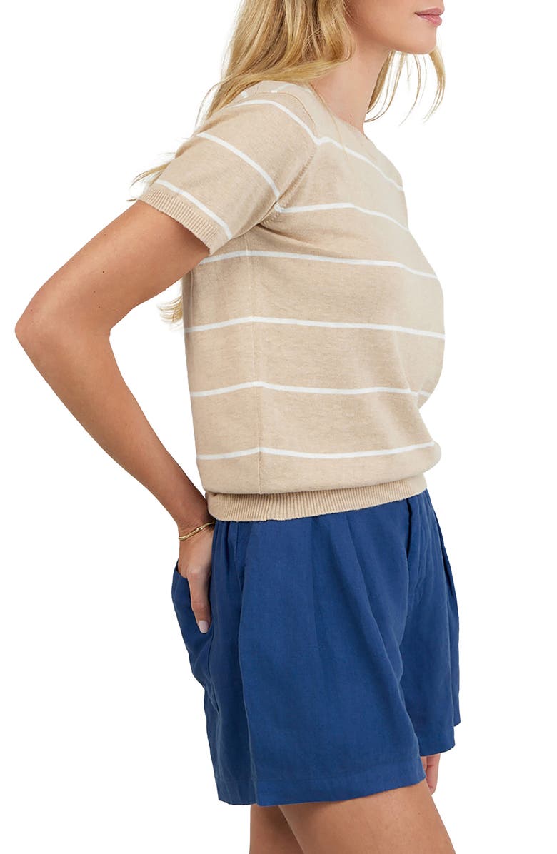 Bella Dahl Stripe Crewneck Short Sleeve Cotton 
Cashmere Top, Alternate, color, Sand Bar Stripe