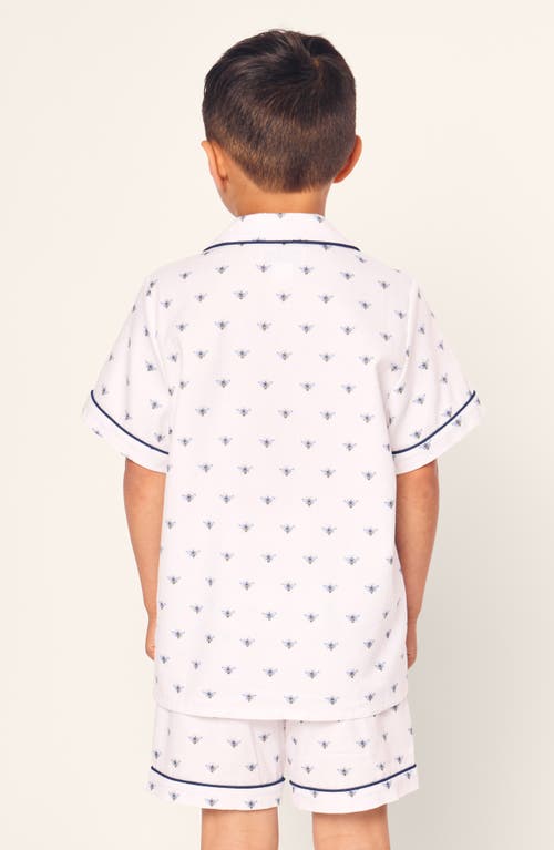 Petite Plume Kids' Bee Print Two-piece Short Pajamas In White