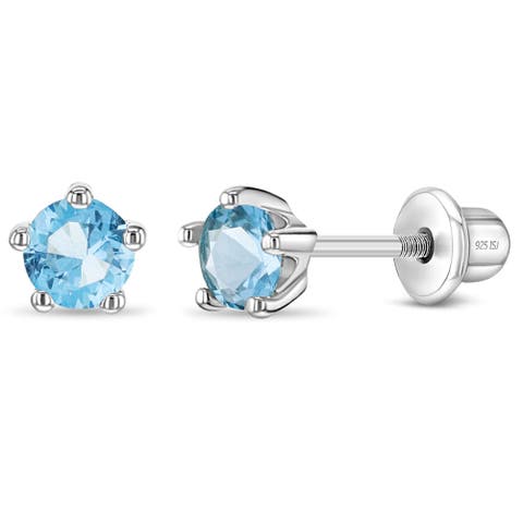 Classic Cubic Zirconia Birthstone Solitaire Earrings