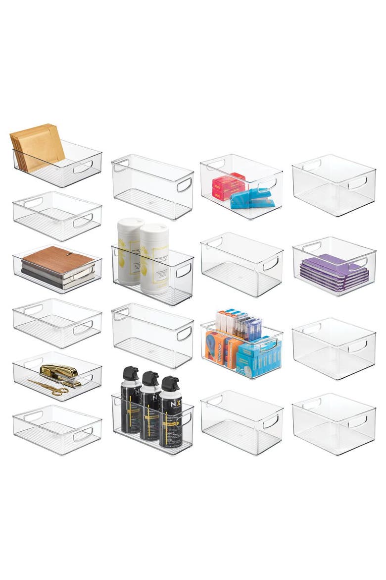 18-Piece Clear Bin Organization Set, Main, color, Clear