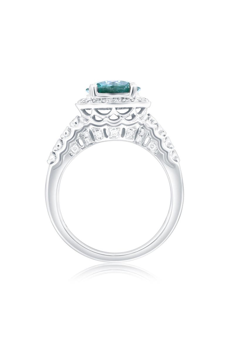 14K White Gold 2.14ct Blue Diamond & 0.35cttw Diamond Ring, Alternate, color, White Gold