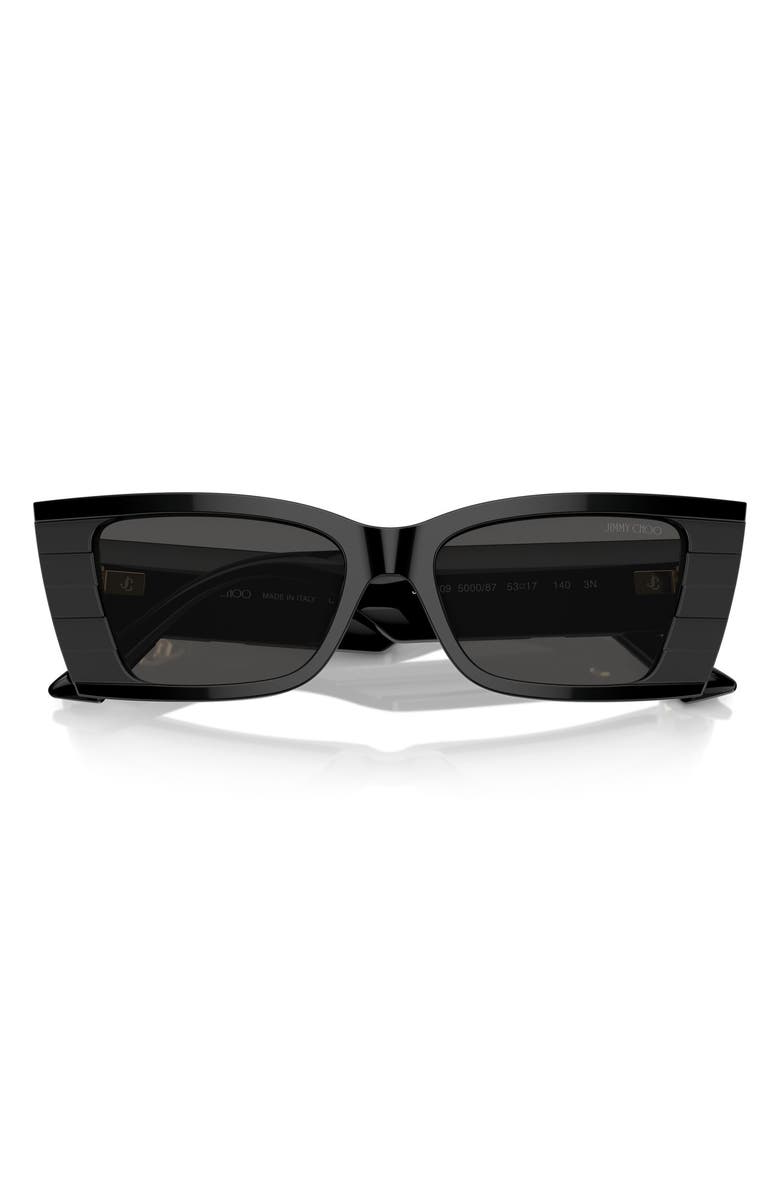 Jimmy Choo 53mm Rectangle Sunglasses, Alternate, color, Dark Grey