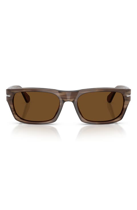 Gender Inclusive PO3398S 55mm Polarized Rectangular Sunglasses
