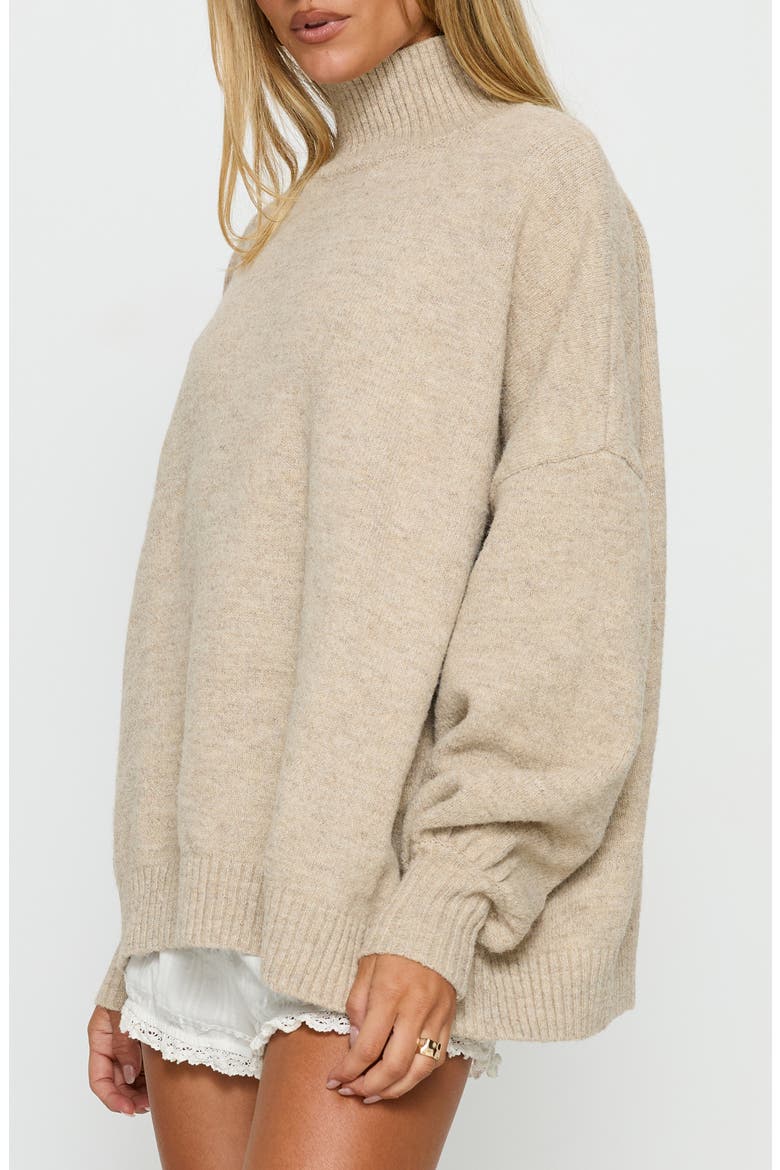 Patrizia Oversize Turtleneck Sweater, Alternate, color, BEIGE