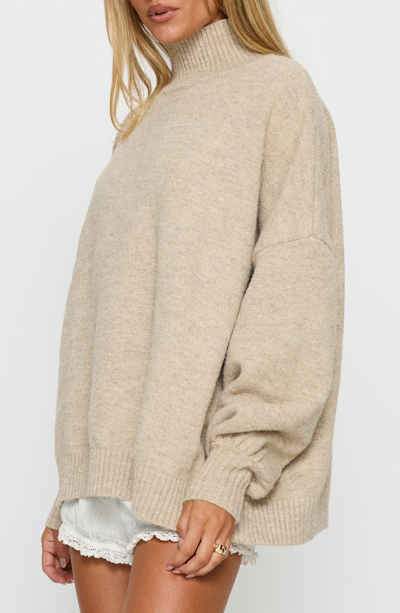 Princess Polly Patrizia Oversize Turtleneck Sweater, Alternate, color, Beige