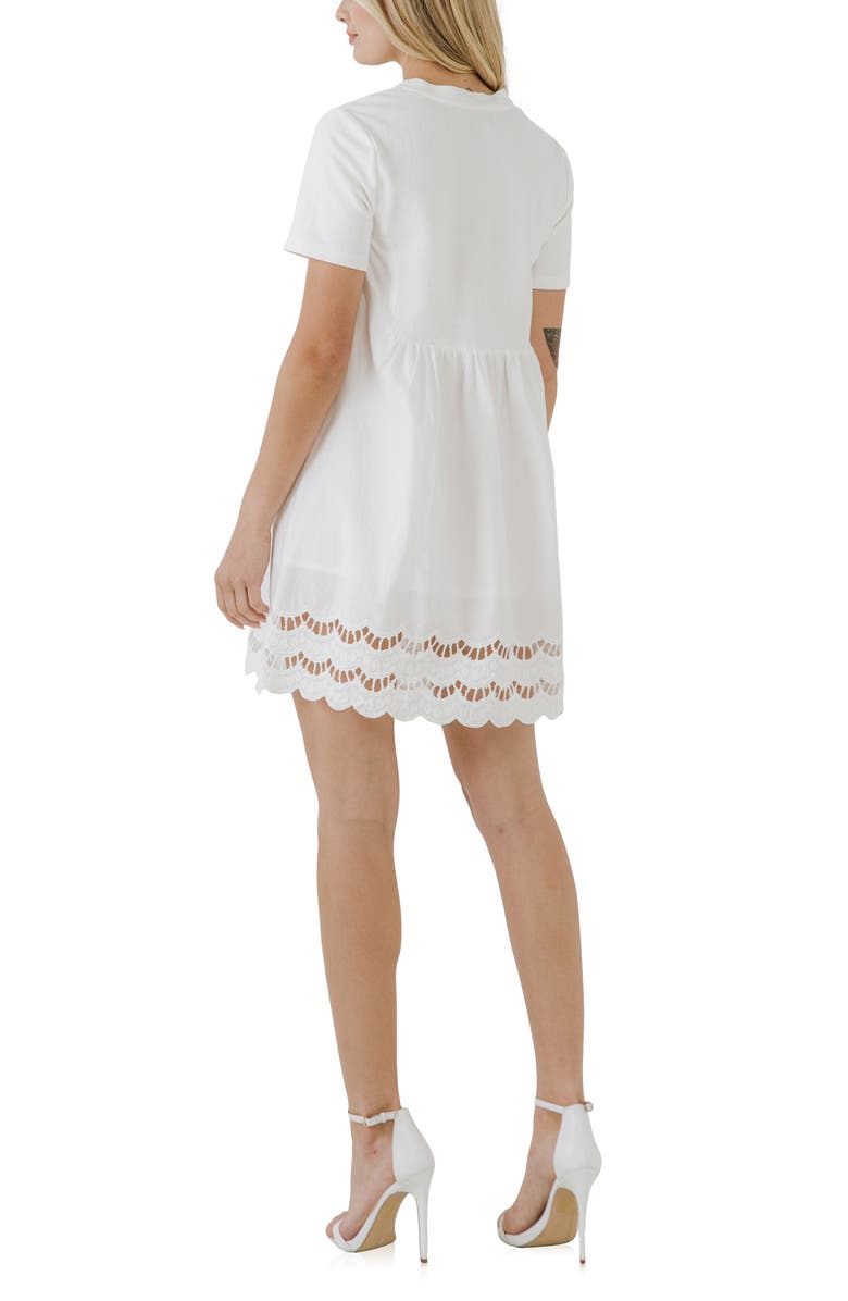 English Factory Mixed Media Scallop Hem Minidress, Alternate, color, 