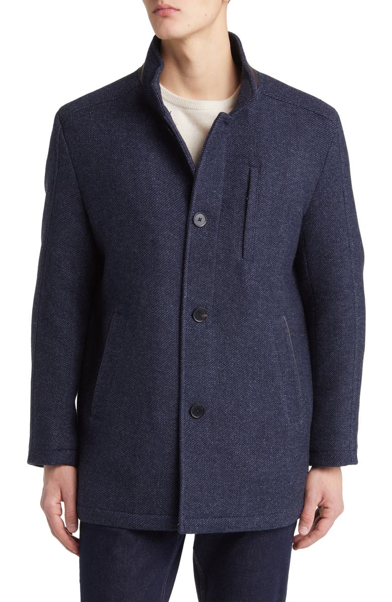 Johnston & Murphy Upton Bib Insert Wool Blend Car Coat, Alternate, color, Navy