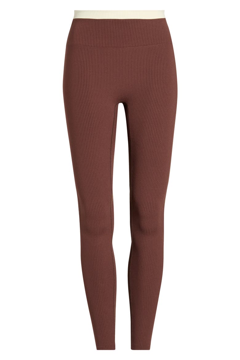 Ribbed Layered Leggings, Alternate, color, CHOCOLATE/ SHELL