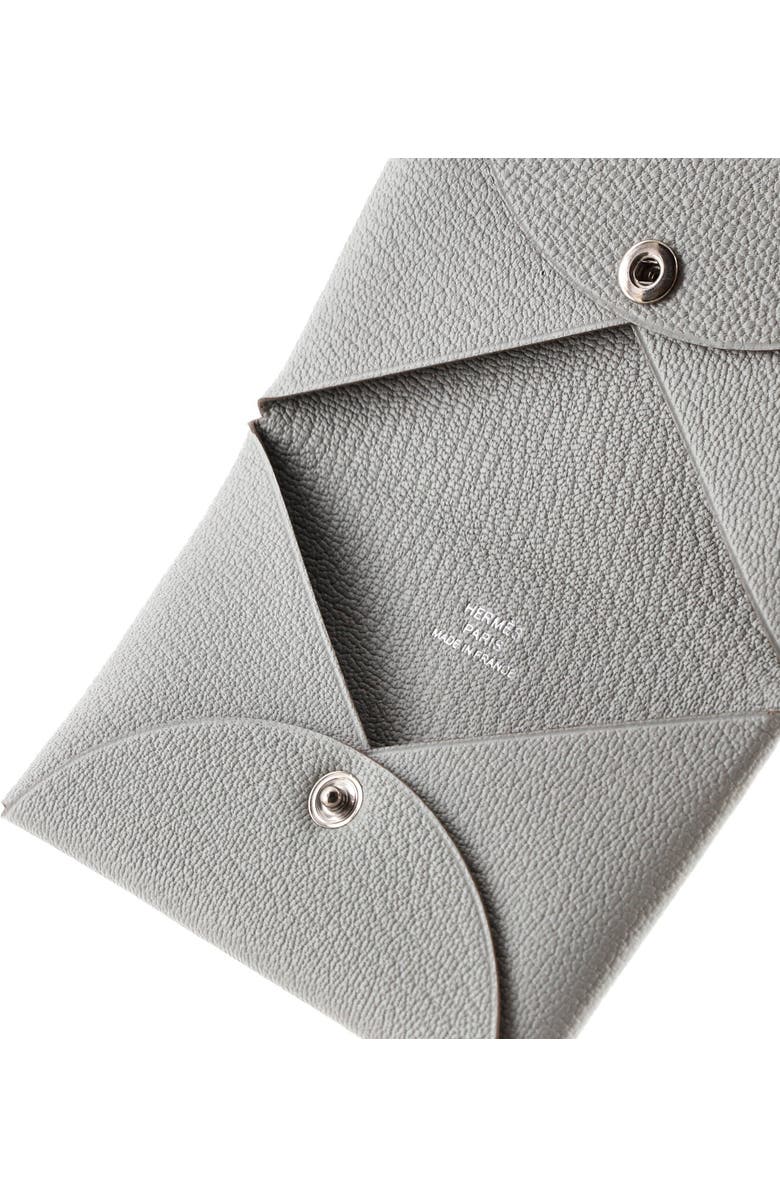 Pre-Owned Hermes Calvi Duo Card Holder Chevre Mysore, Alternate, color, Gris Perle