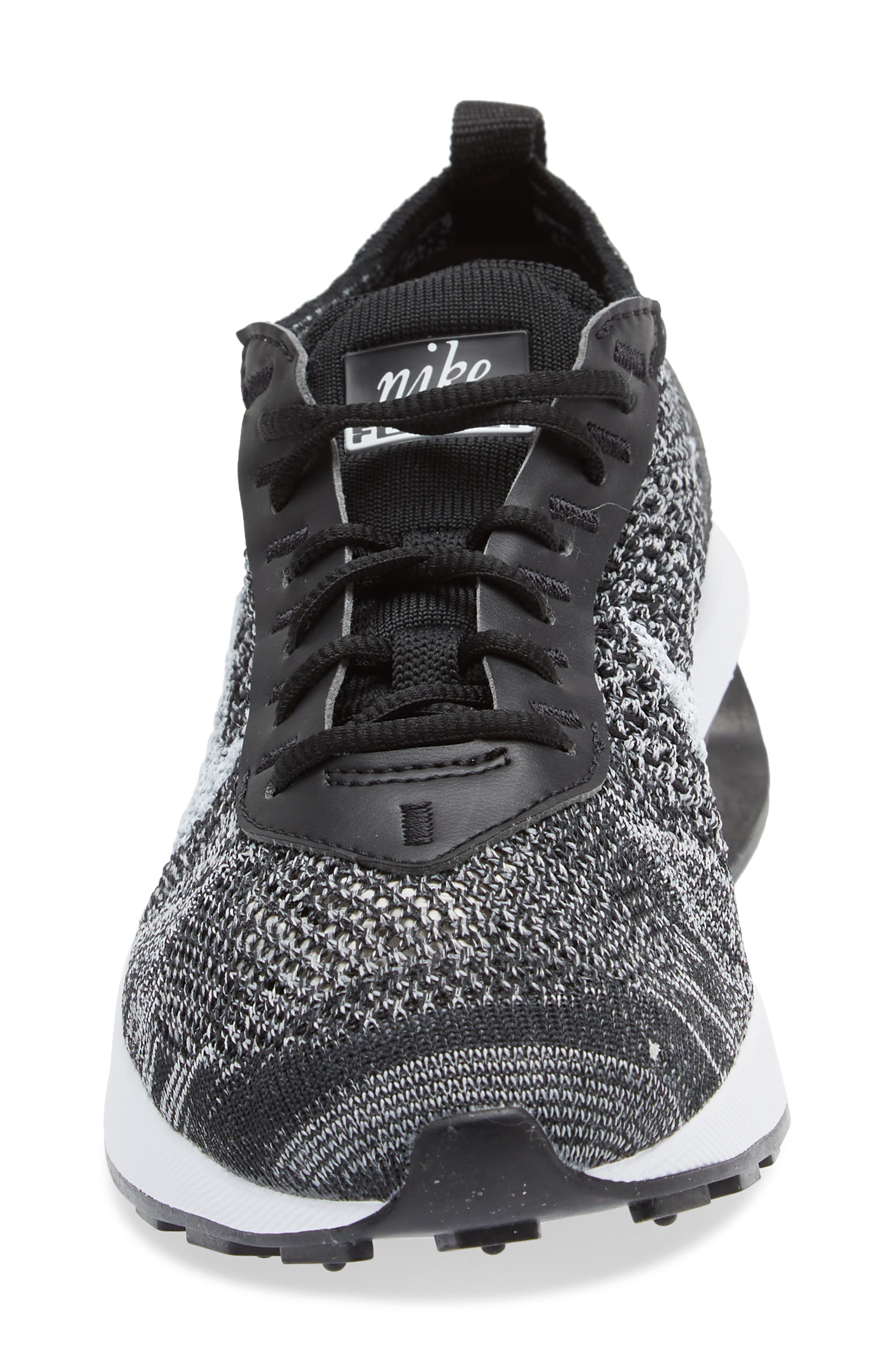 Nike Air Max Flyknit Racer Sneaker, Alternate, color, Black/ White