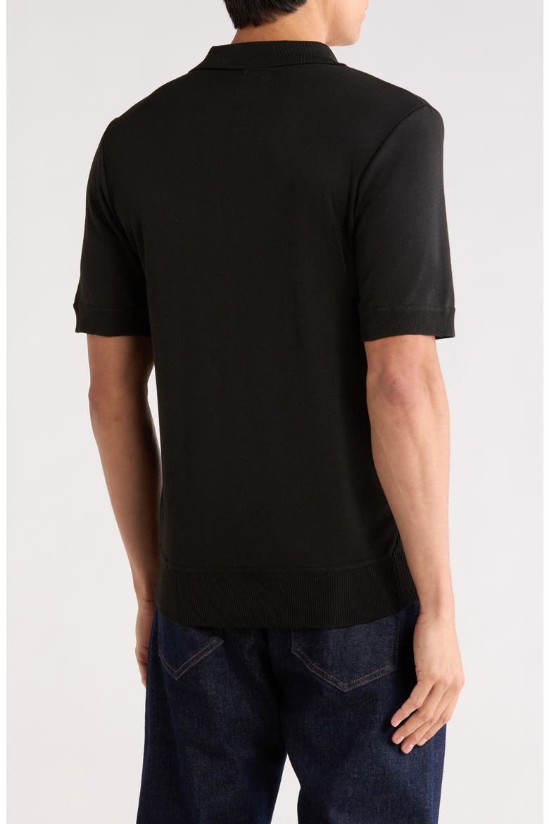 Half Zip Knit Polo Sweater, Alternate, color, BLACK
