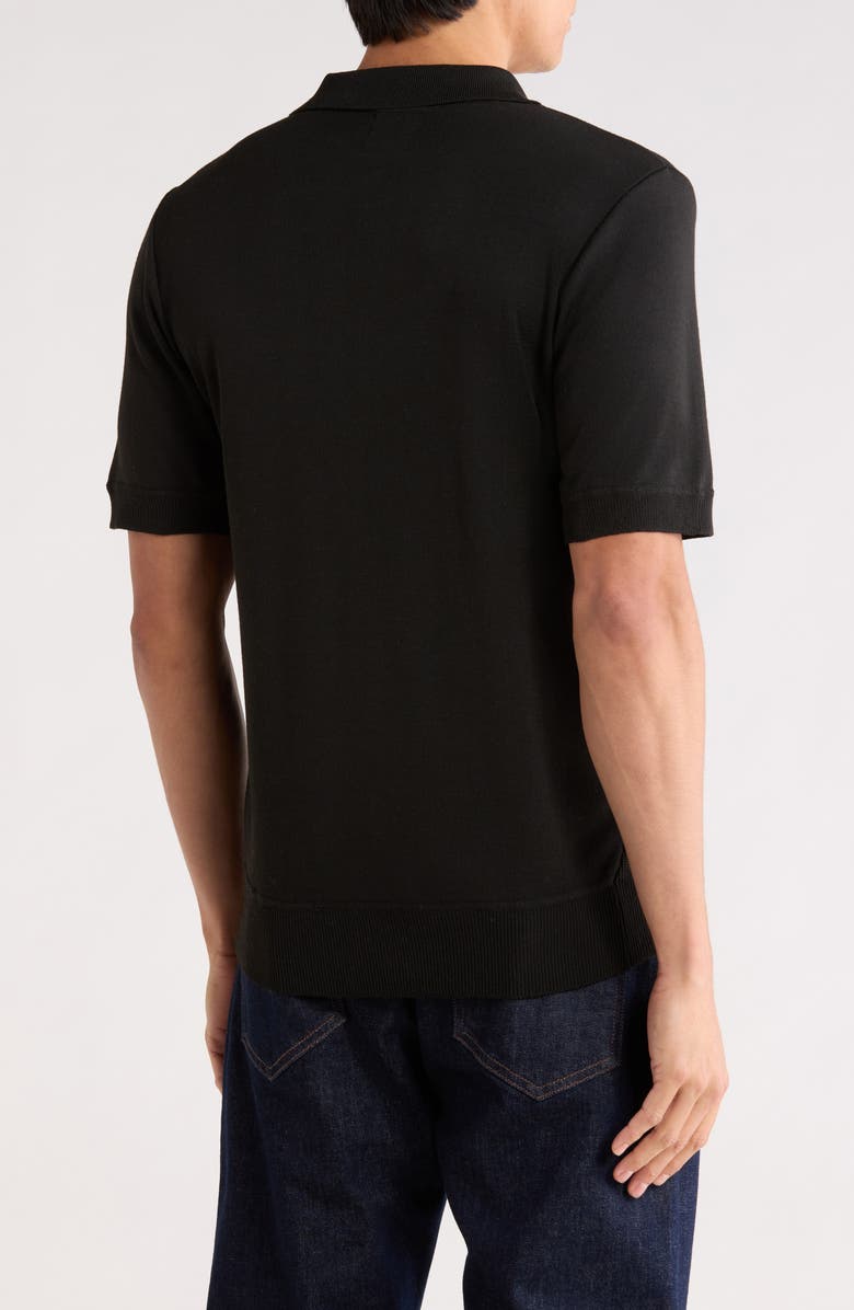 TOM BAINE Half Zip Knit Polo Sweater, Alternate, color, Black