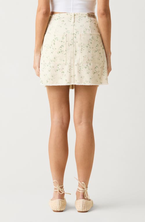 Le Jean Iris Print Denim Miniskirt In Nude