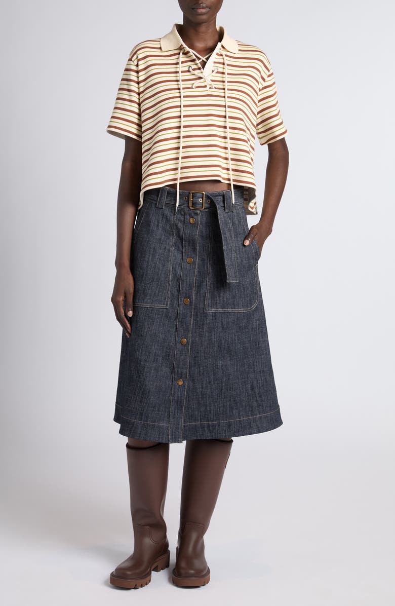 Moncler Stripe Cotton Polo, Alternate, color, Neutral