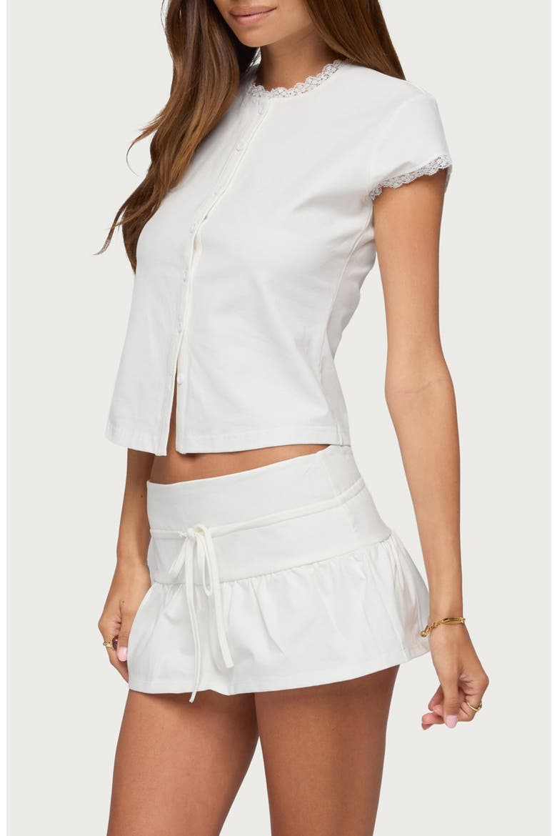 Yelena Lace Trim Shirt, Alternate, color, CREAM