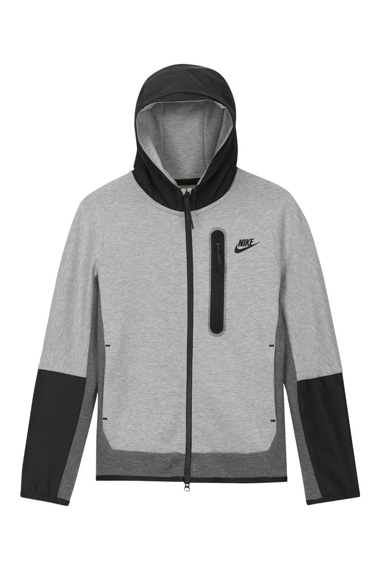 Sportswear Kids' Tech Fleece Zip Hoodie, Main, color, DK GREY HEATHER/IRON GREY