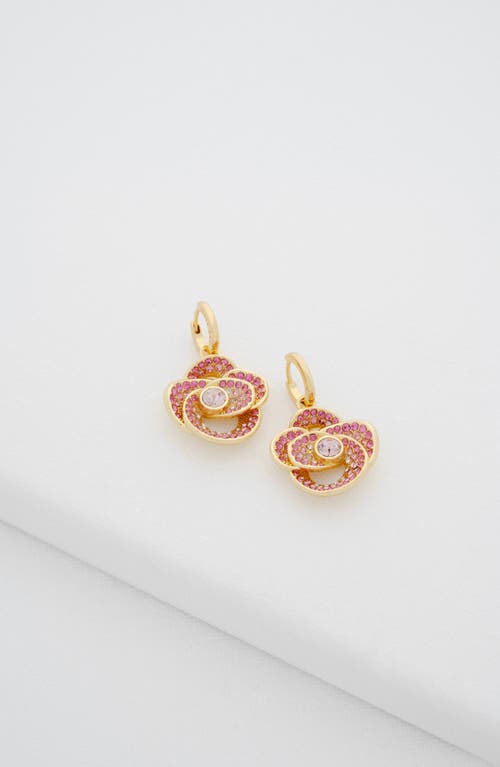 Ted Baker Florence Crystal Flower Huggie Earrings In Gold Tone Pink Ombre Crystal