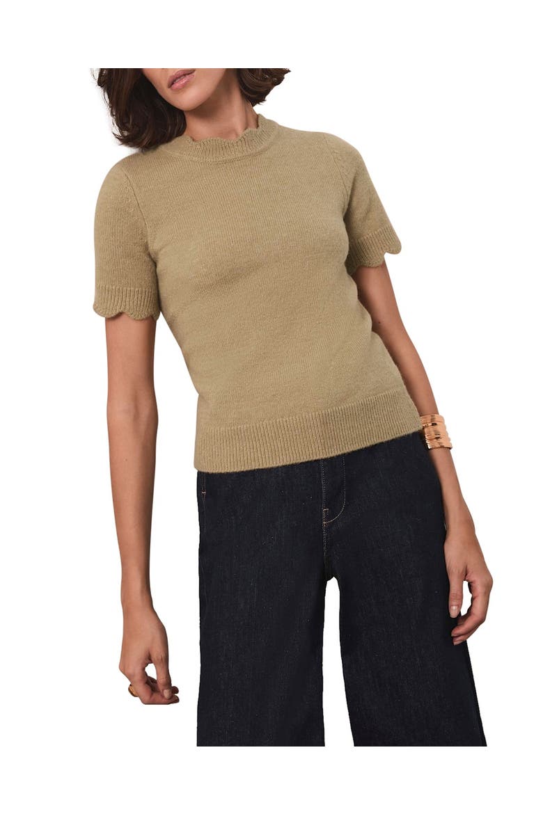Scallop Trim Knit Top, Main, color, Green