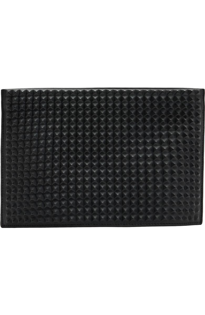 AllSaints Bettina Studded Leather Clutch, Main, color,
