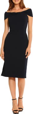 Maggy London Off the Shoulder Sheath Cocktail Dress