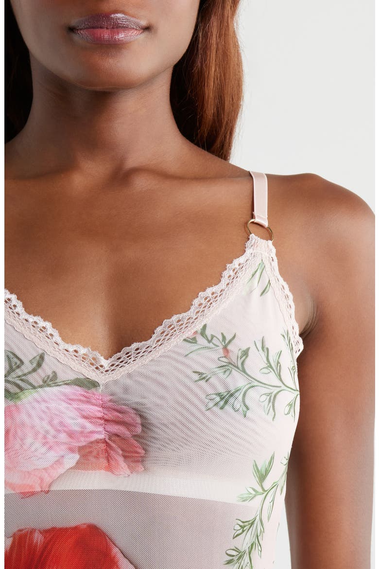 Placement Print Shelf Bra Bodysuit, Alternate, color, 3D FLORAL