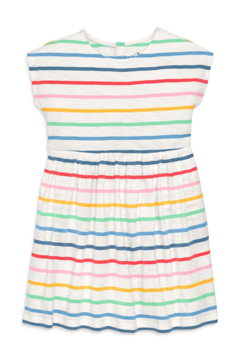 Kids Backyard Dress In Rainbow Stripes, Main, color, Ivory Rainbow Sunrise Stripe