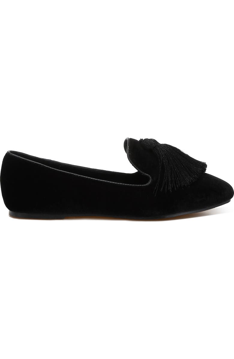 Rag & Co Tromso Tassel Detail Velvet Loafer, Alternate, color, Black