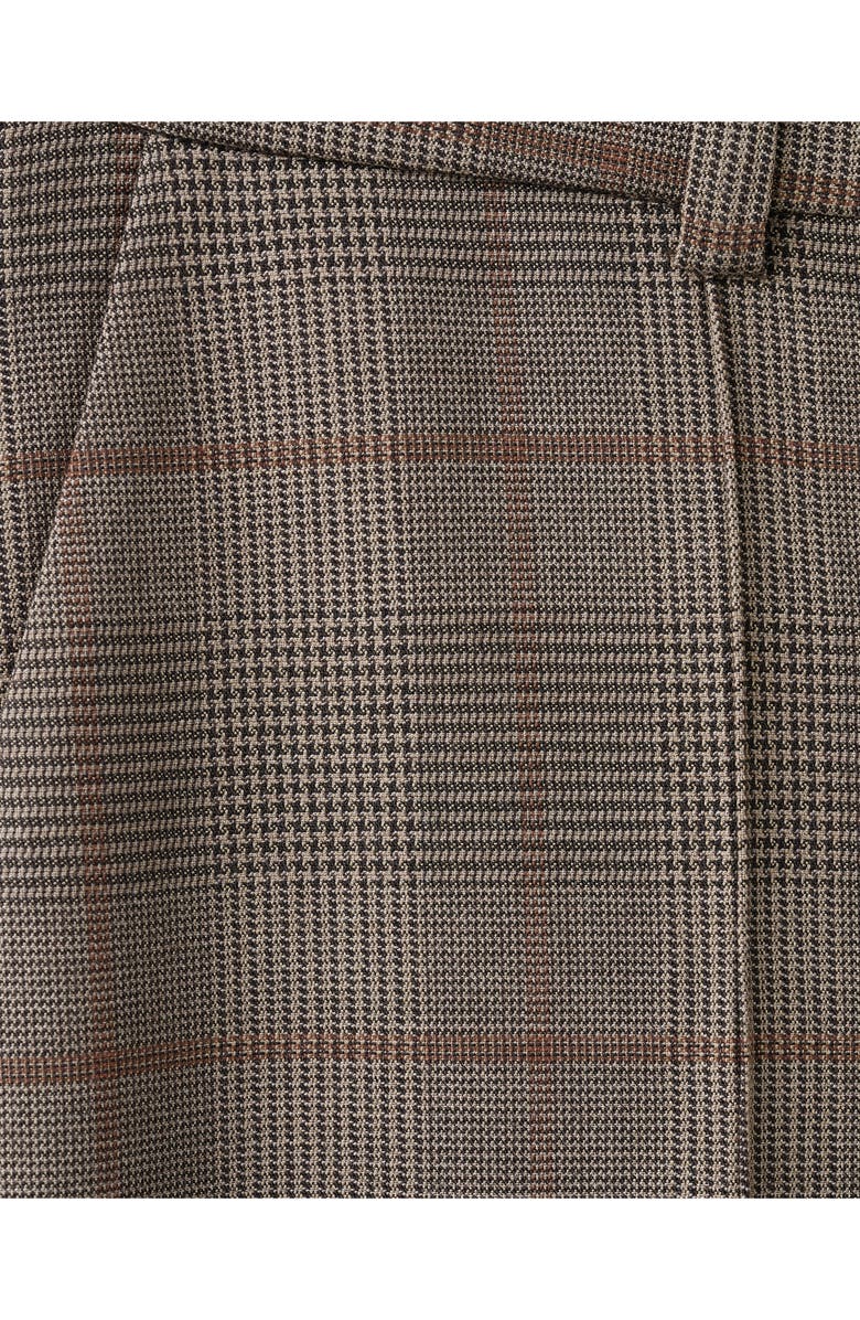 MANGO Check High Rise Straight Leg Pants, Alternate, color, Brown