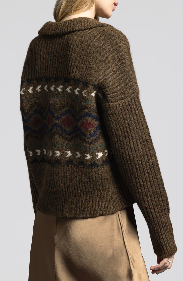 WEEKEND LOS ANGELES Spencer Fair Isle Johnny Collar Sweater, Alternate, color, 