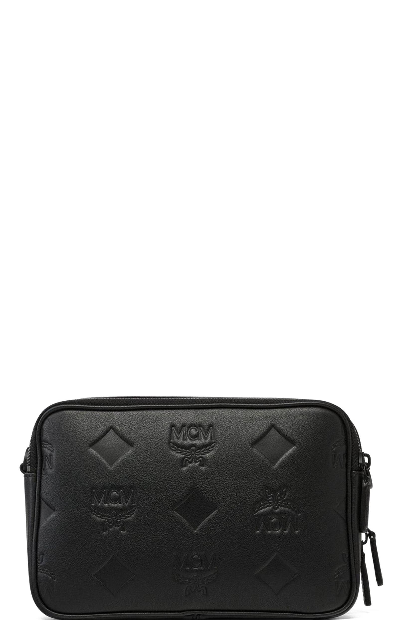 MCM Diamond Camera Bag in Maxi Monogram Leather, Alternate, color, Black