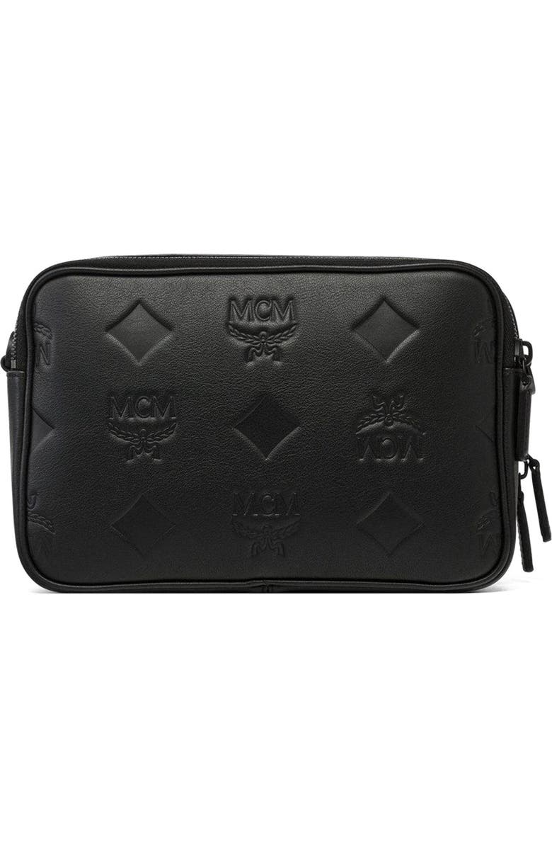 MCM Diamond Camera Bag in Maxi Monogram Leather, Alternate, color, Black