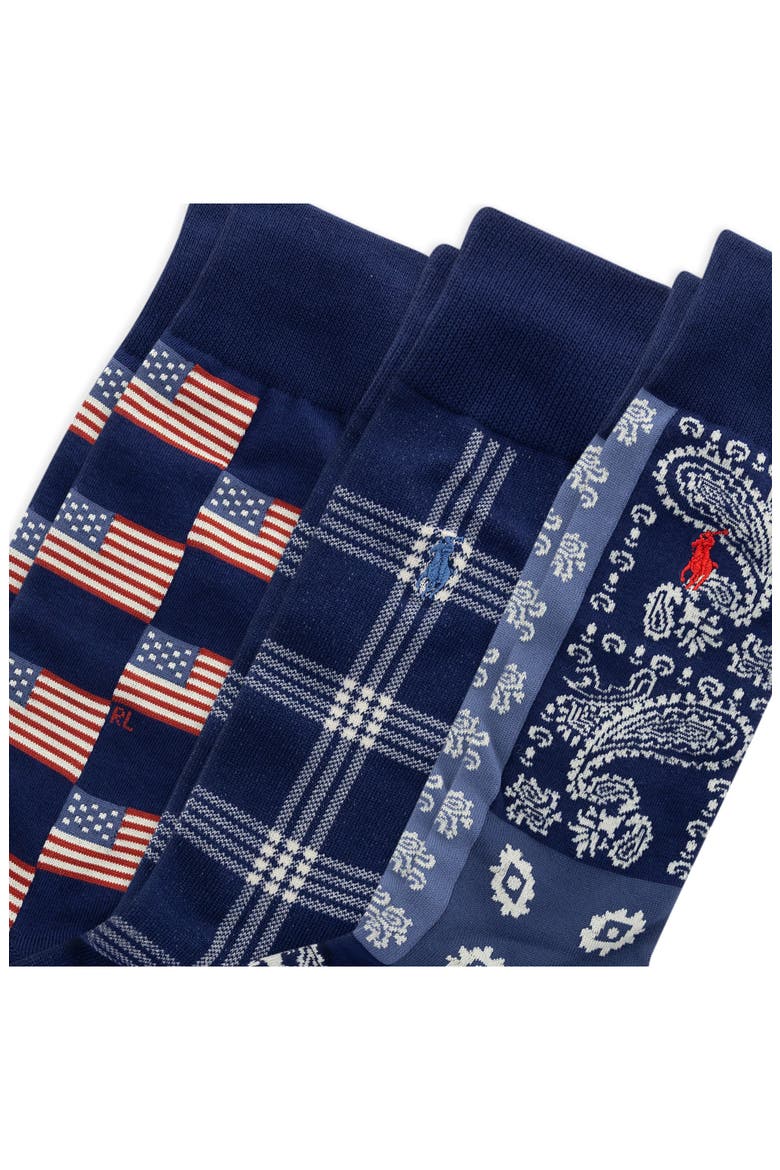 Americana 3-Pack Crew Socks Gift Box, Alternate, color, NAVY