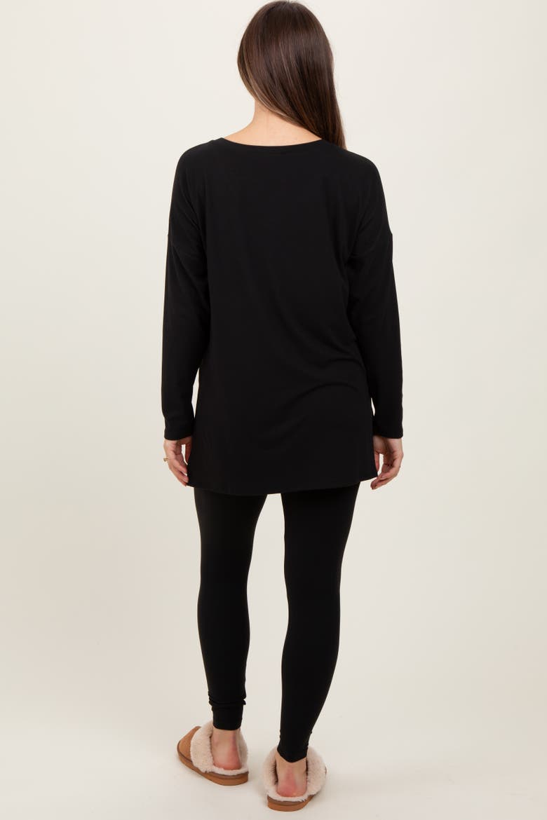 Brushed Knit Oversized Top and Legging Set, Alternate, color, Black