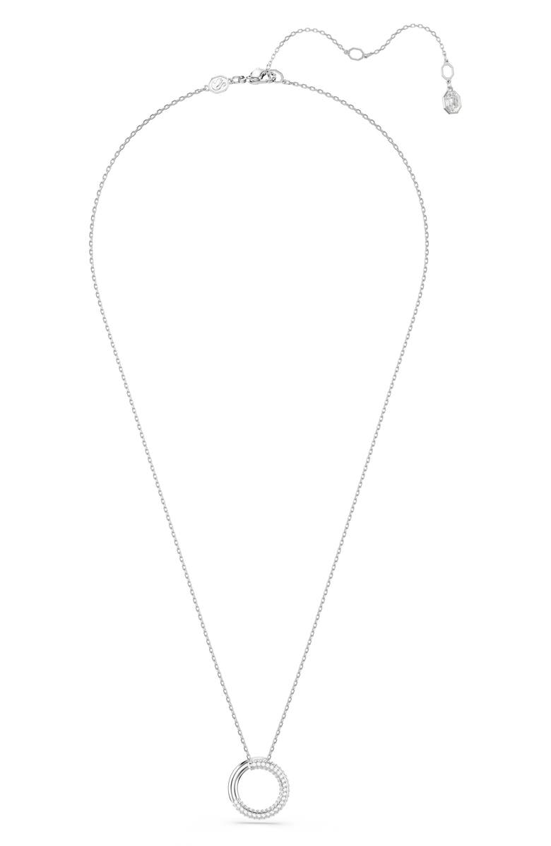 Swarovski Dextera Open Circle Pendant Necklace, Alternate, color, White/ Silver