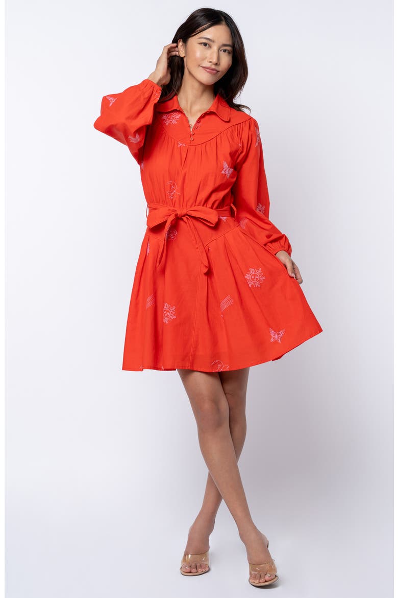 Zephyr Long Sleeve Minidress, Alternate, color, RED/ PINK