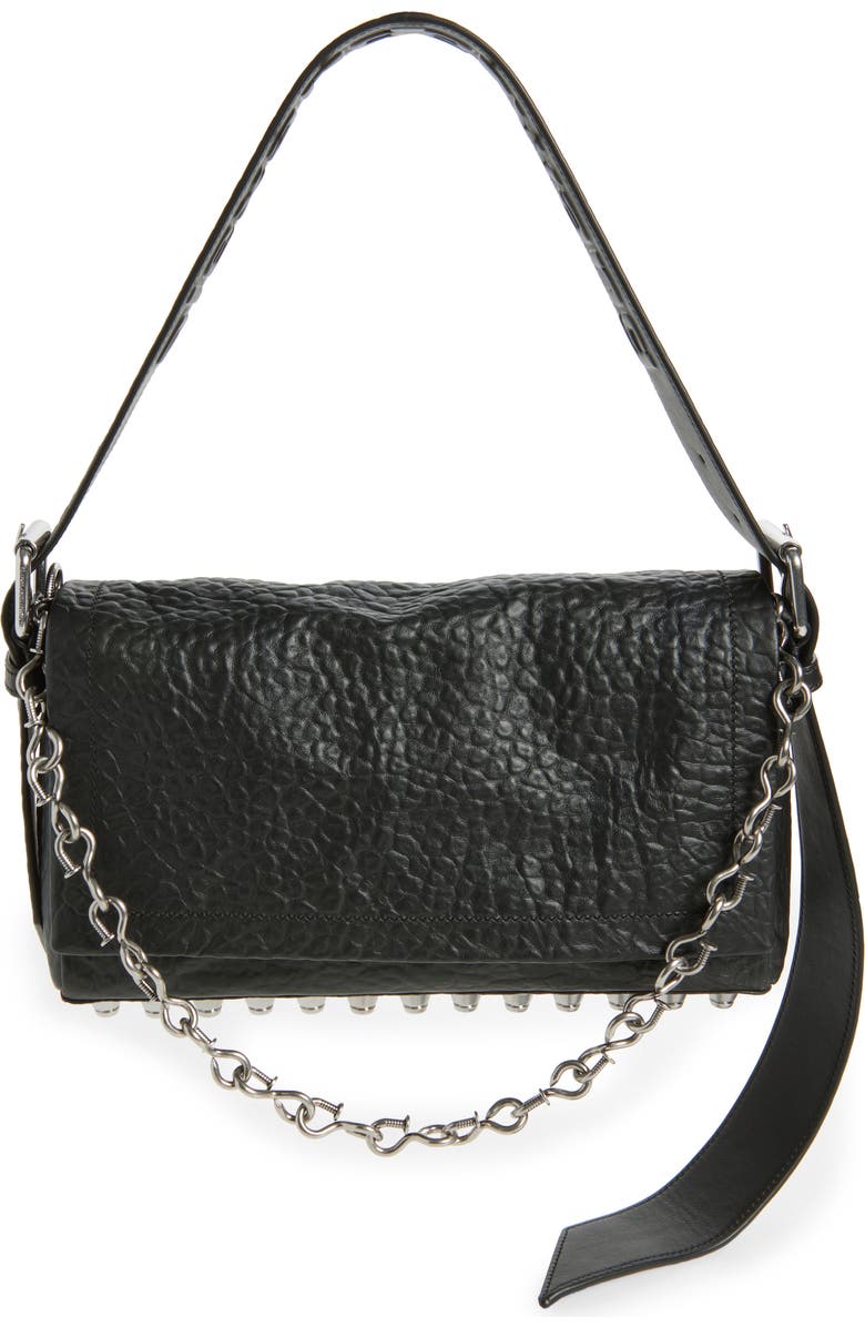 Alexander Wang Medium Ricco Crushed Leather Shoulder Bag, Main, color, Black