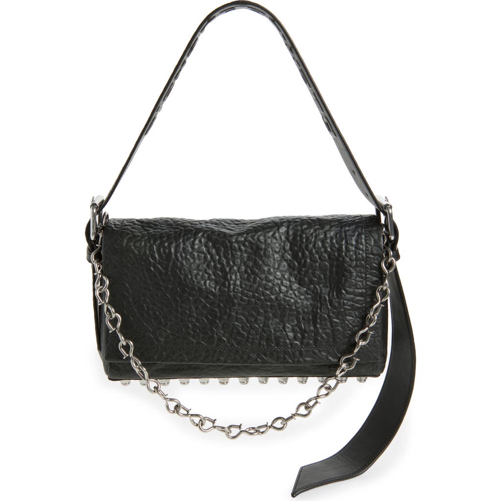 Alexander Wang Medium Ricco Crushed Leather Shoulder Bag In Black