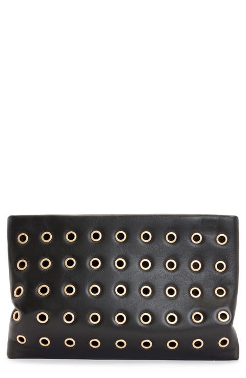 Bettina Eyelet Leather Clutch