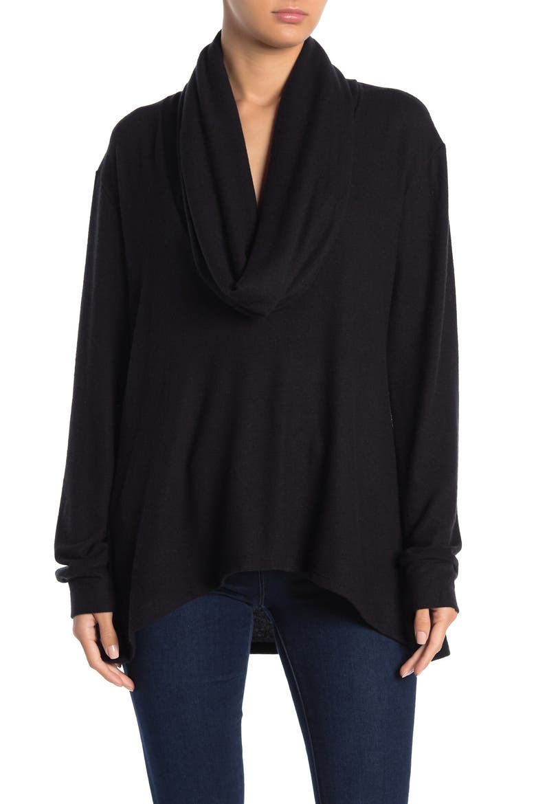 Cowl Neck Brushed Tunic Sweater, Main, color, SOLID BLACK