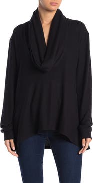 GO COUTURE Cowl Neck Brushed Tunic Sweater