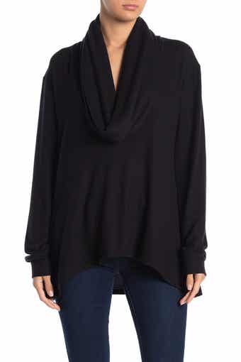 GO COUTURE Cowl Neck Brushed Tunic Sweater