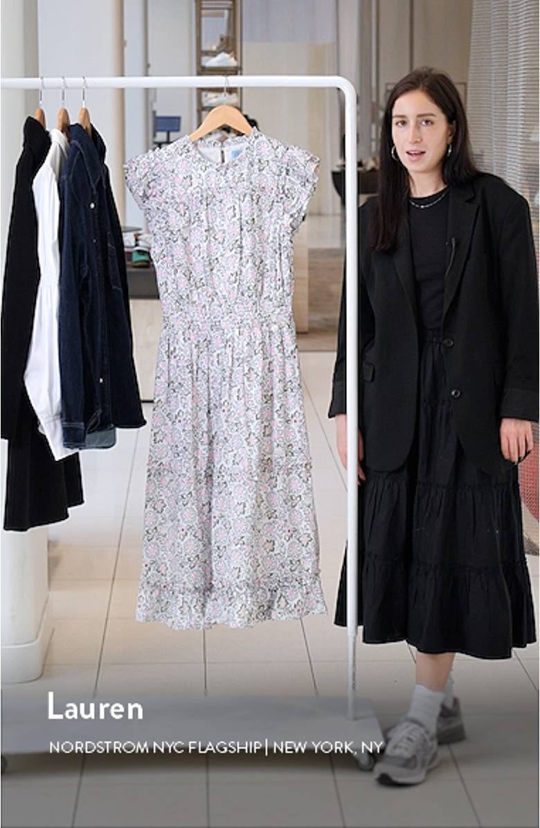 Floral Print Flutter Sleeve Midi Dress, sales video thumbnail