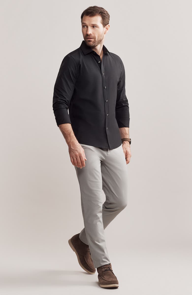 Rhone State of Mind Slim Fit Button-Up Shirt, Alternate, color, Black