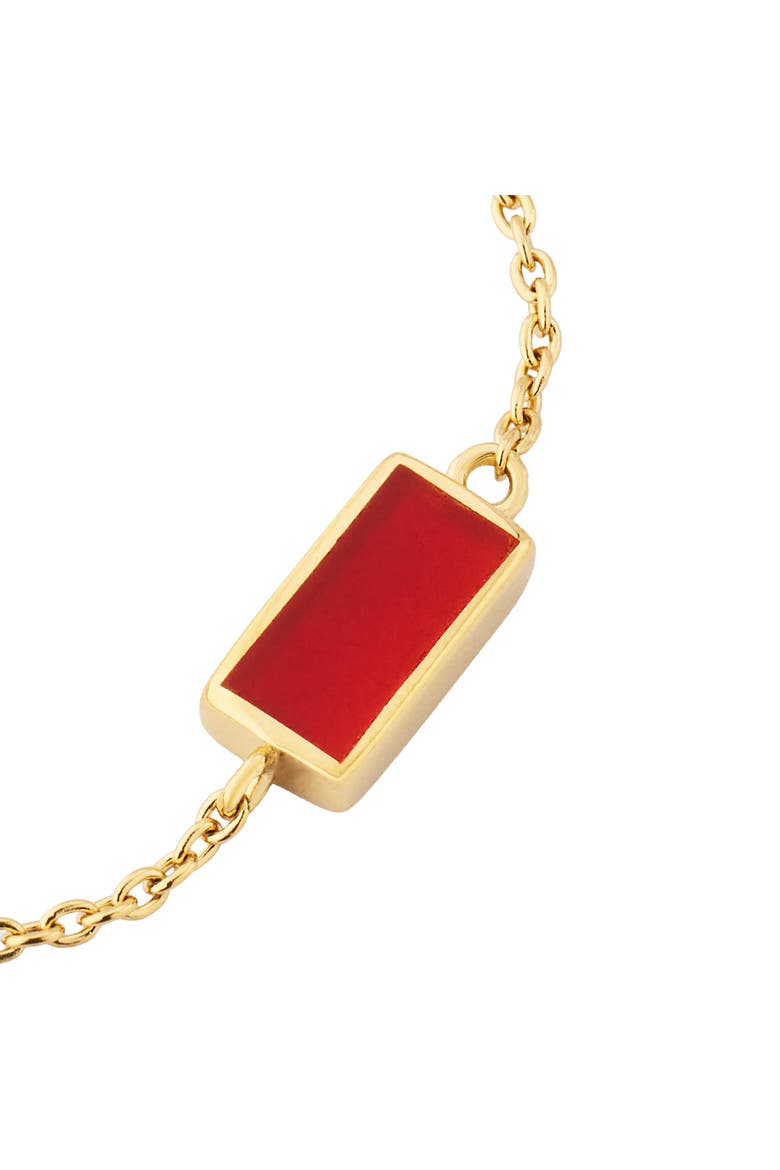 Single Station Rectangle Dash Necklace In Sterling 18K Gold Overlay, Alternate, color, RED