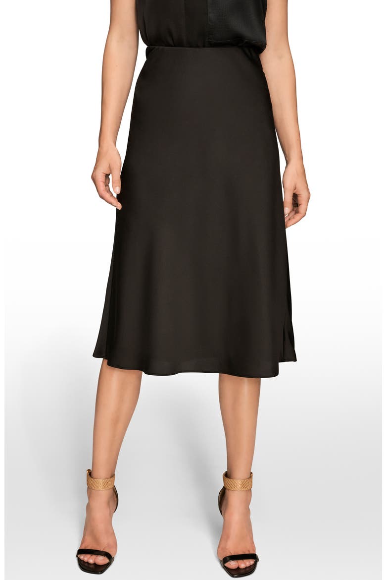 Satin Midi Skirt, Main, color, BLACK