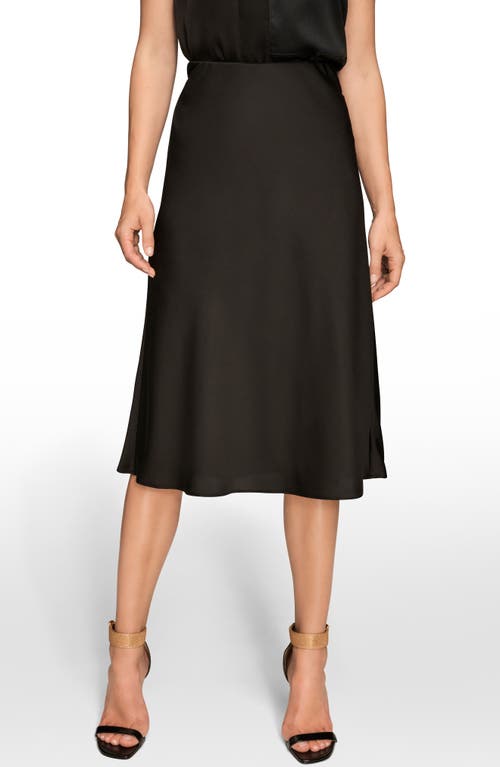 Donna Karan New York Satin Midi Skirt In Black