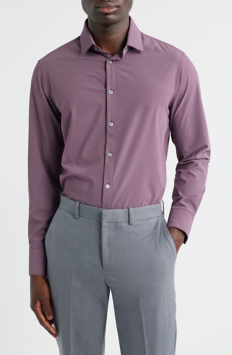 Mizzen+Main Leeward Trim Fit Plaid Performance Button-Up Shirt, Main, color, Eggplant Levi Plaid